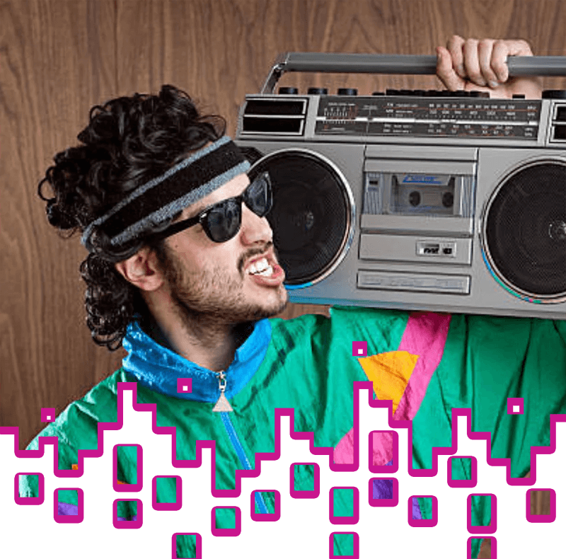 Man in retro costume with boombox