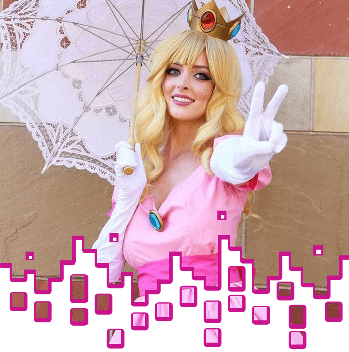 Woman in Princess Peach costume