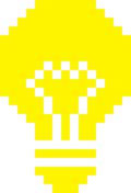 a pixelized icon of a light bulb