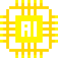 a pixelized icon of a microchip